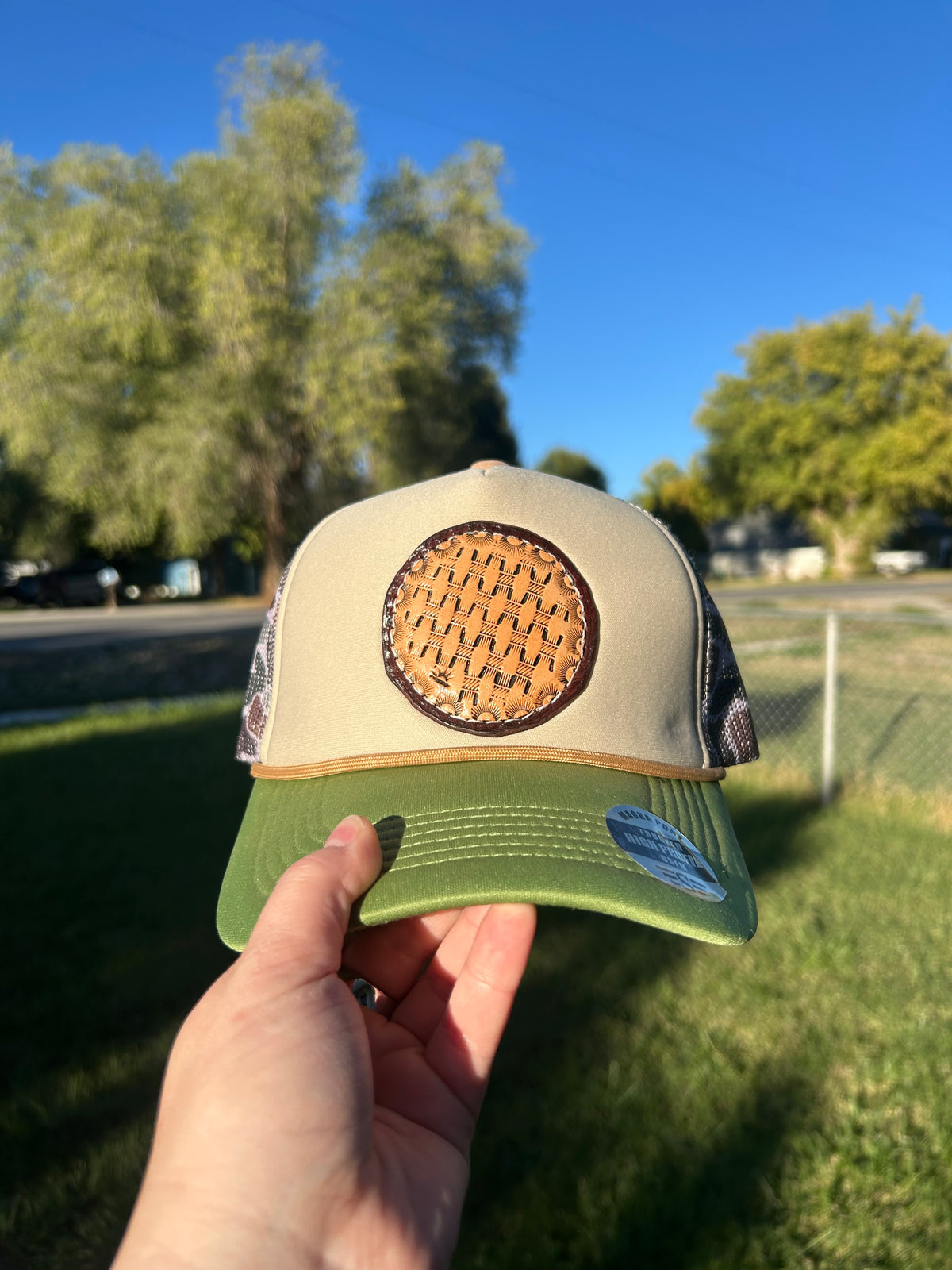 Green Camo Basketstamped Trucker Hat