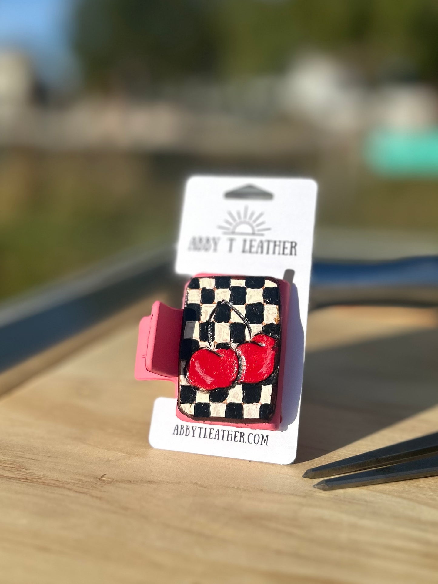 Mini Checkered Cherries Hairclip