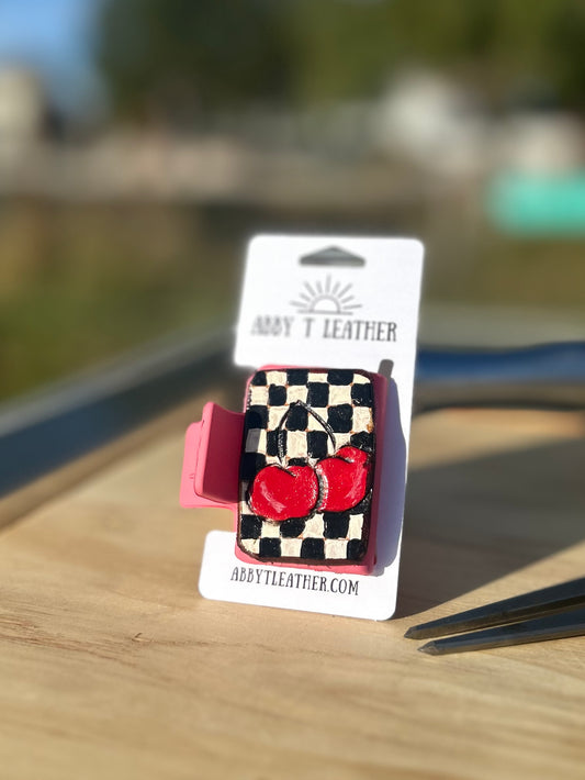 Mini Checkered Cherries Hairclip