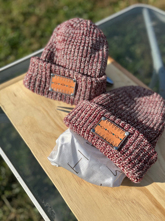 Burgundy Beanie with Brands lining