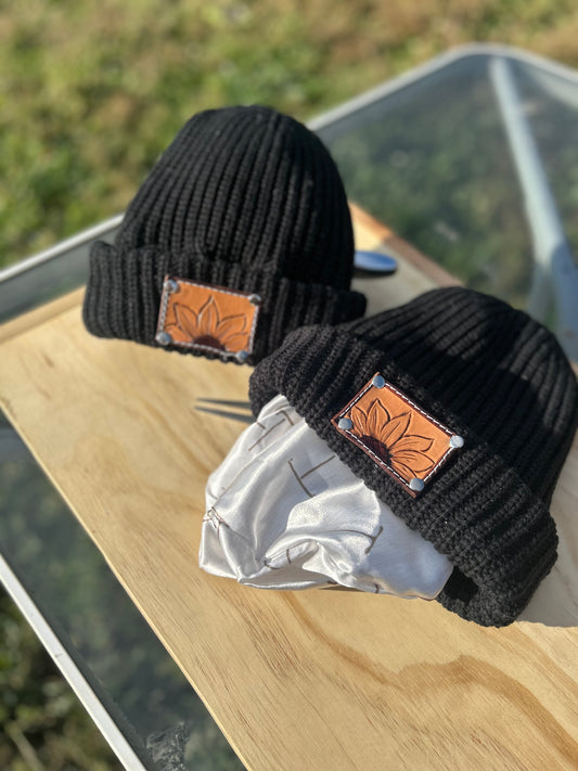 Black Beanie with Brands lining