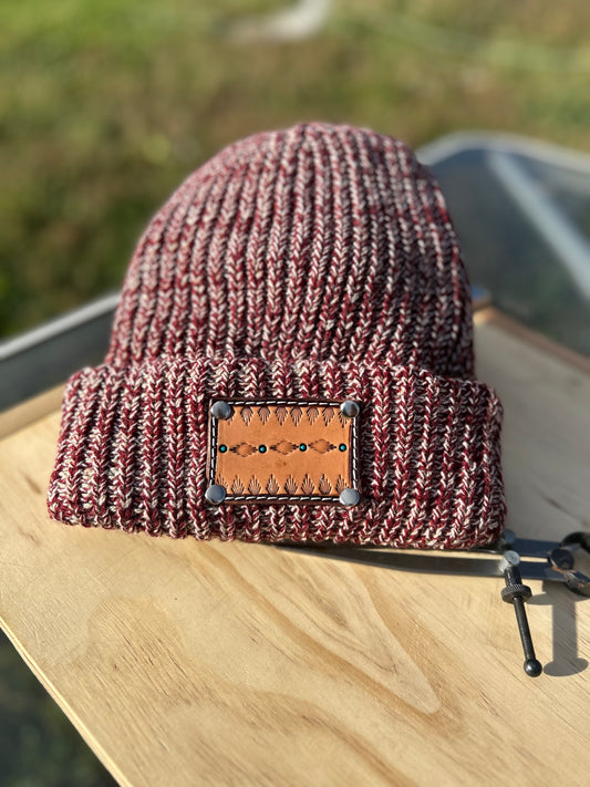 Burgundy Beanie with Brands lining