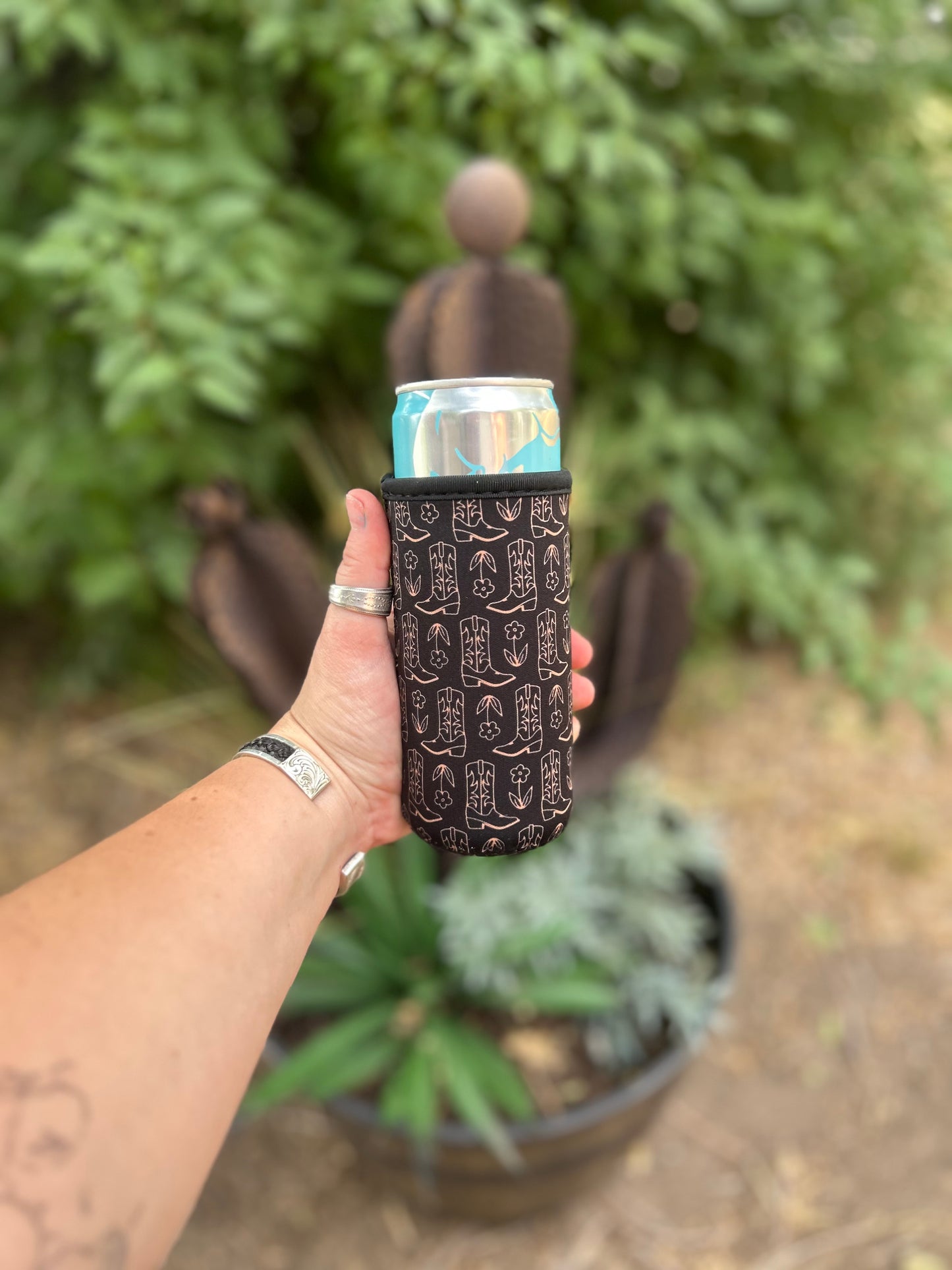 SLIM Black Cowgirl Boots Cup Sleeve