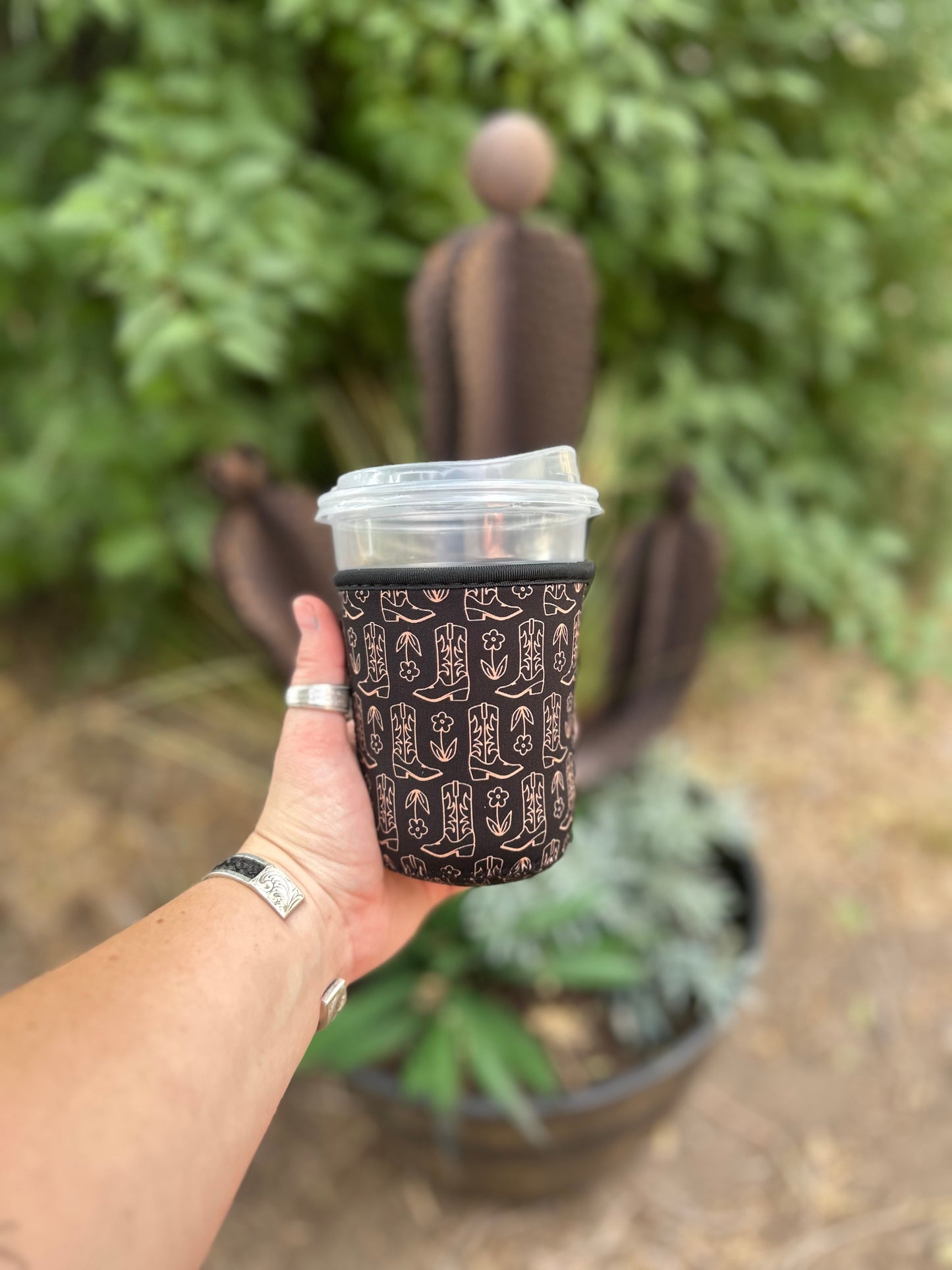 Small Black Cowgirl Boots Cup Sleeve