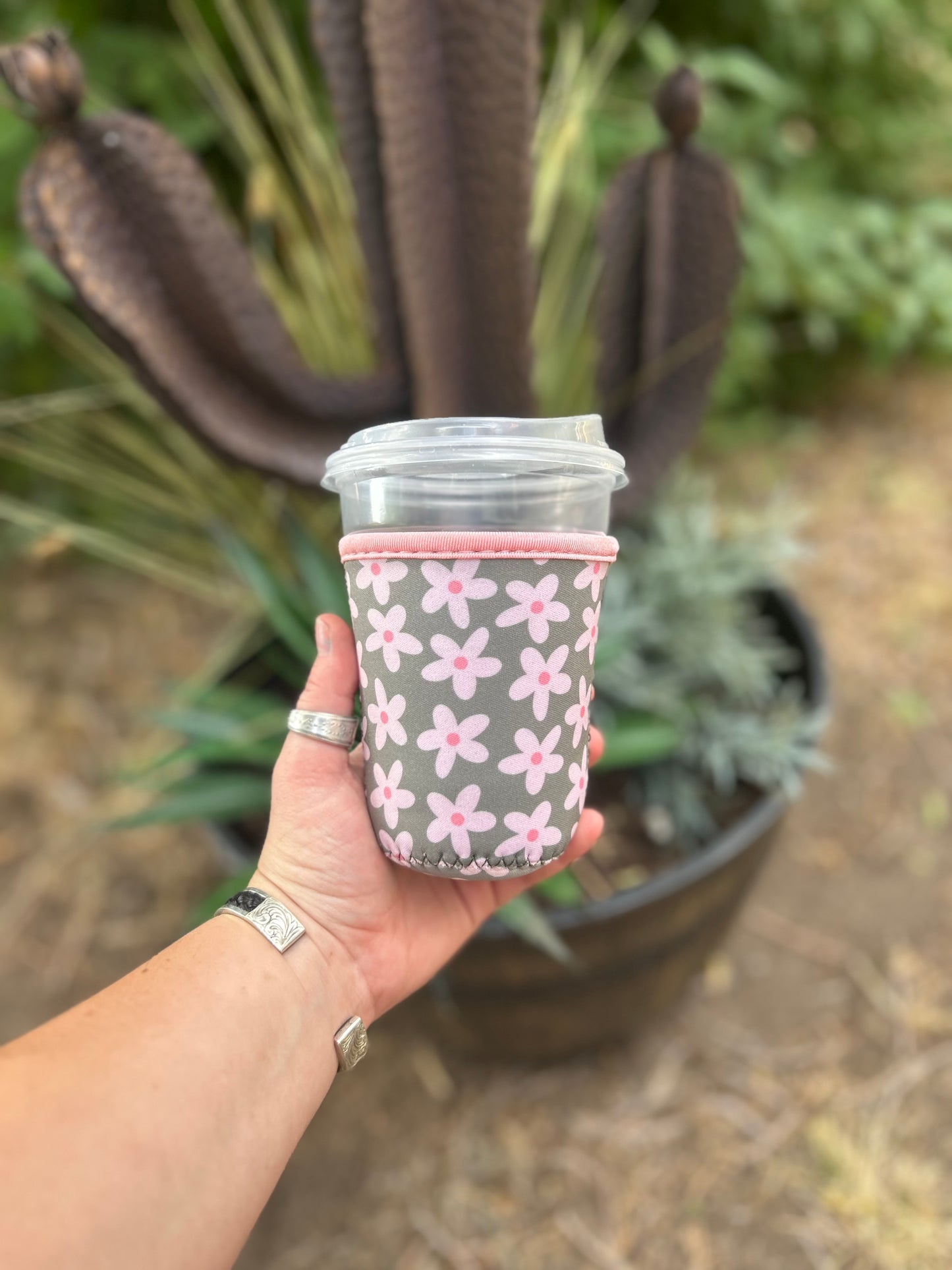 Small Green Floral Cup Sleeve
