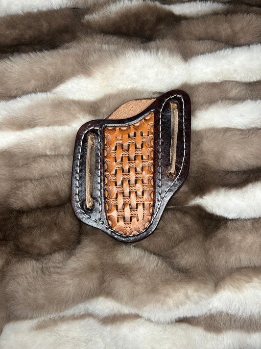 SMALL Basketstamped Knife Sheath
