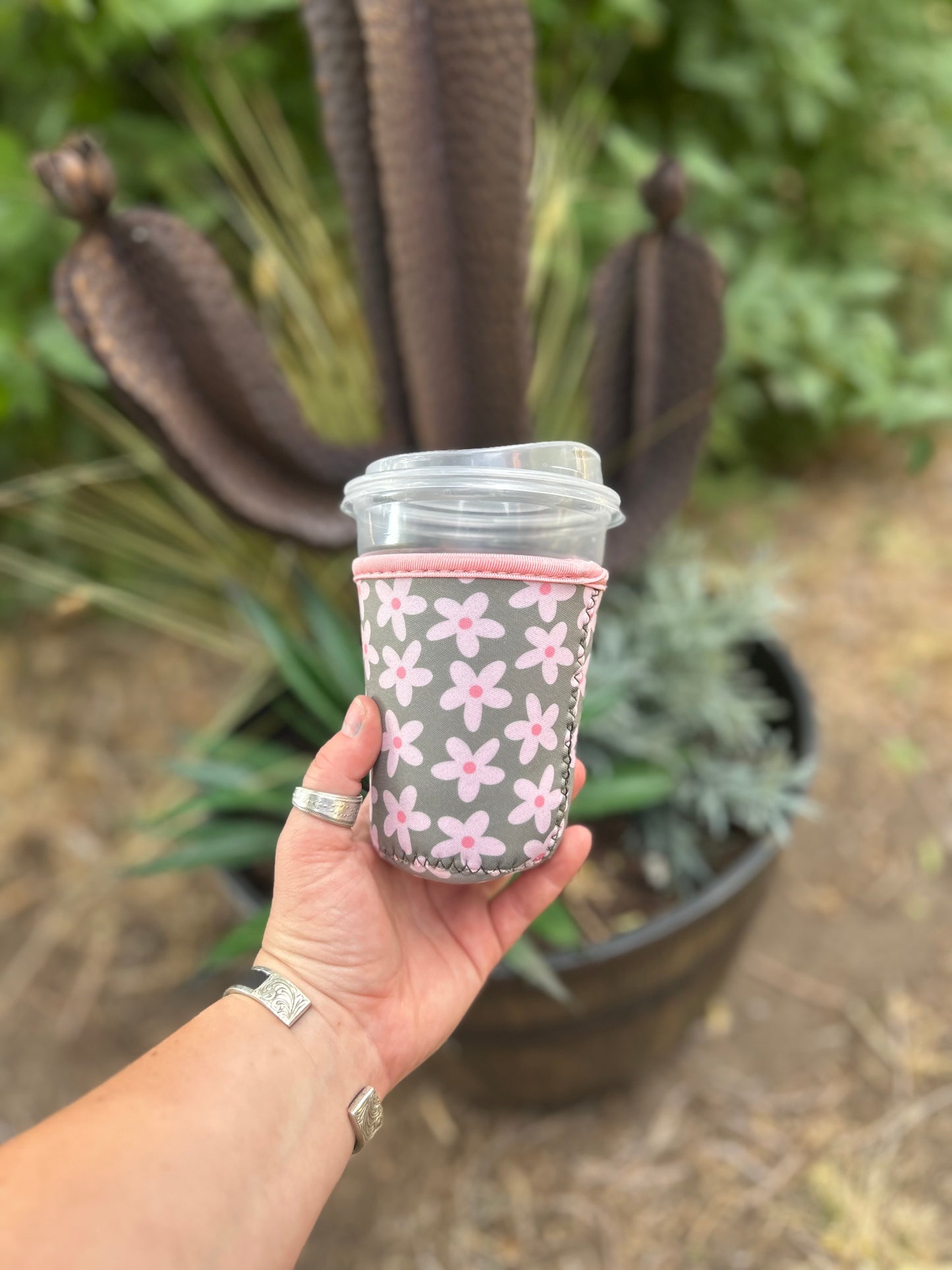 Small Green Floral Cup Sleeve