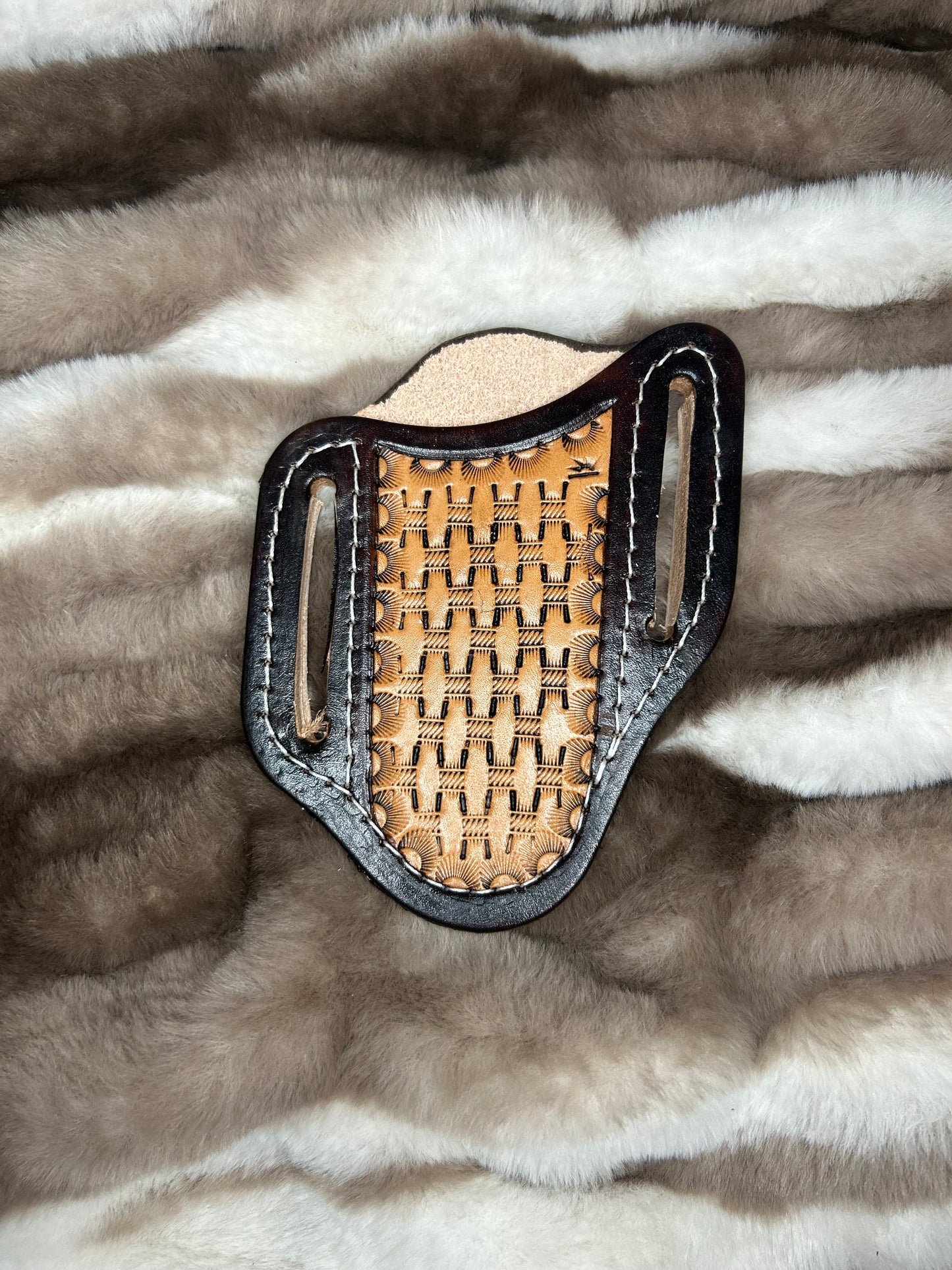 LARGE Basketstamped Knife Sheath