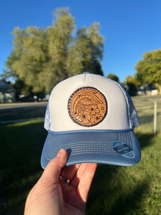 Blue Floral Trucker Hat
