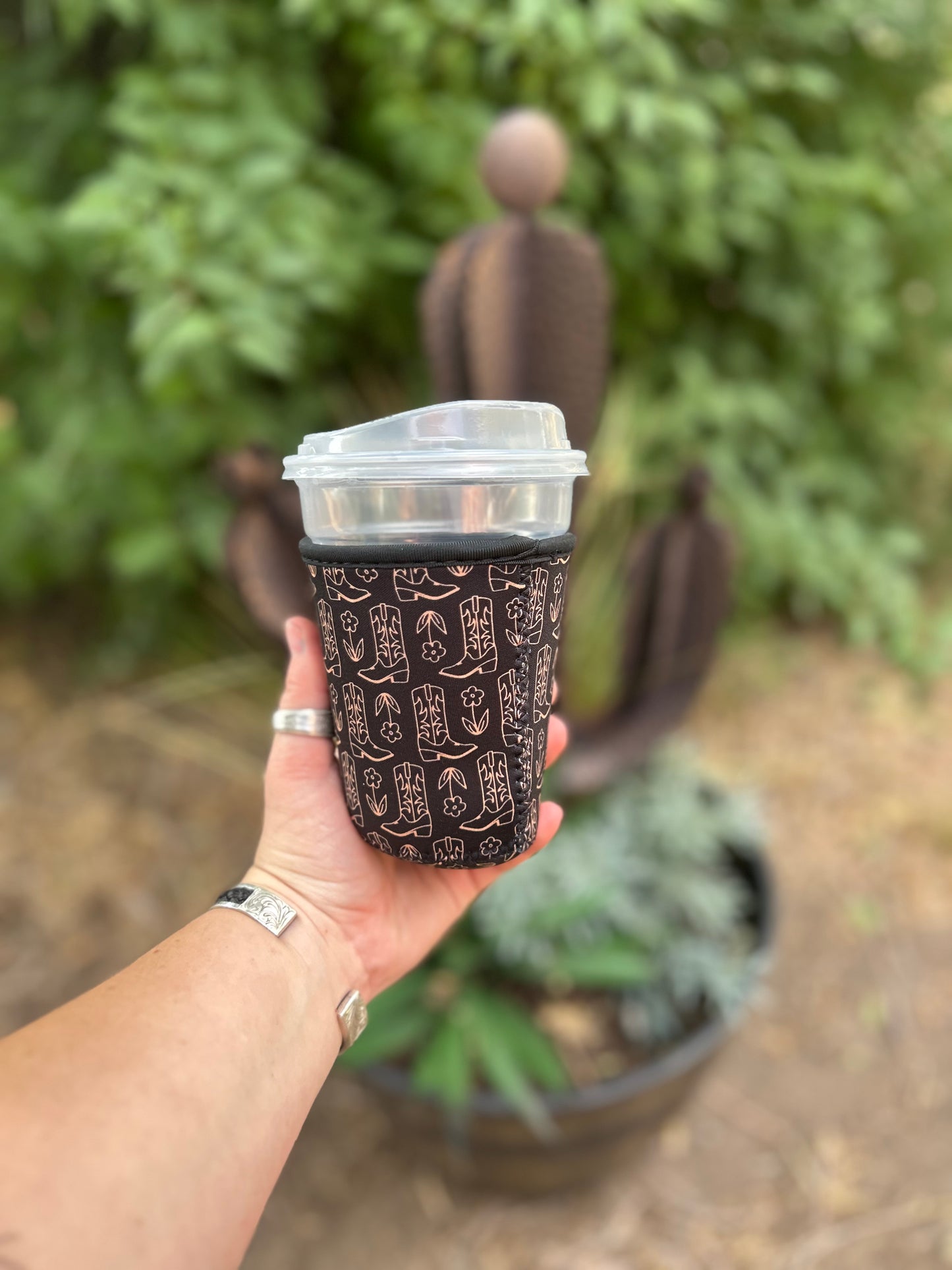 Small Black Cowgirl Boots Cup Sleeve