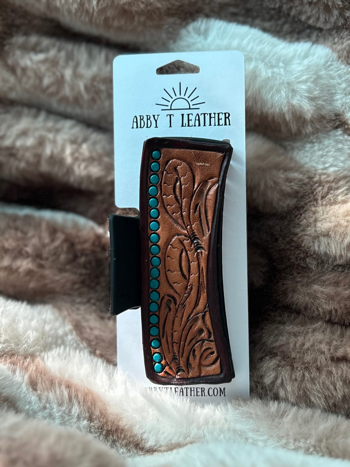 LARGE Turquoise Tooling Hair Clip