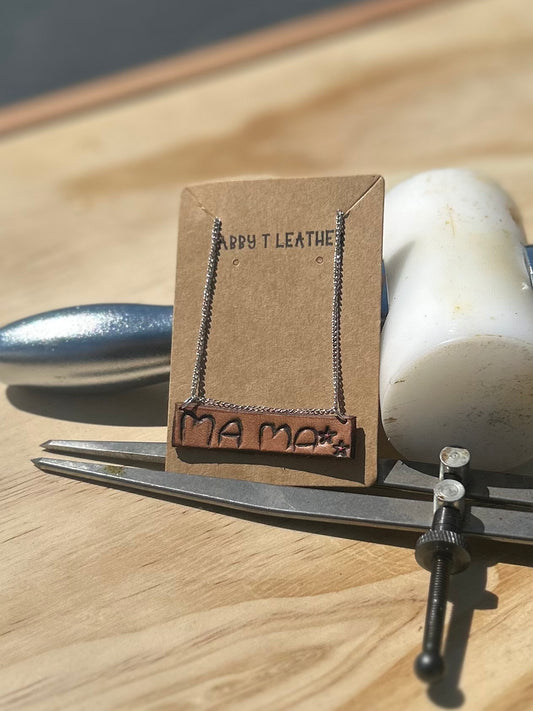 MAMA Leather Bar Necklace