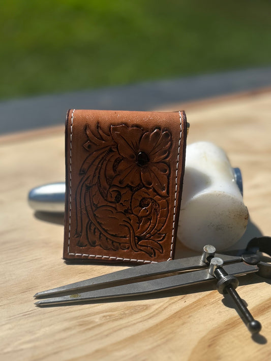 Floral Tooling Money Clip Wallet