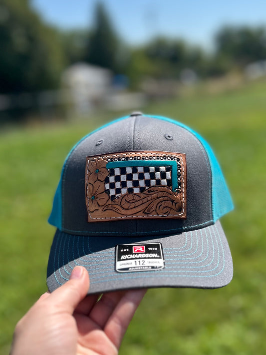 Floral Checkered Trucker Hat