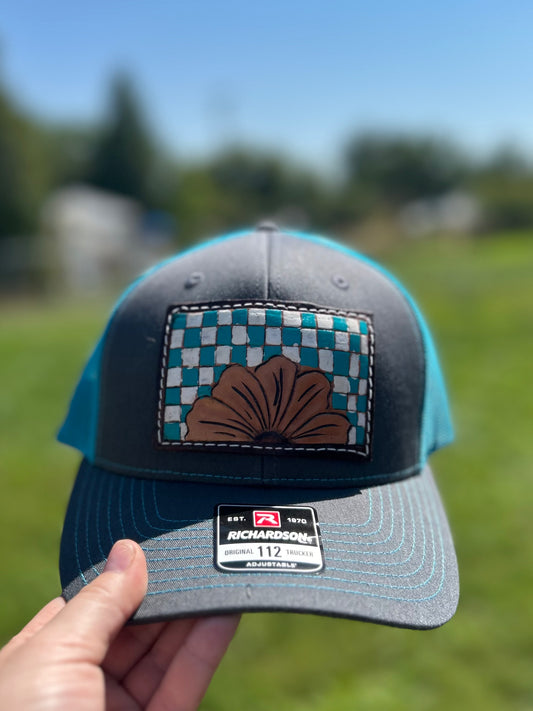 Blue Checkers Trucker Hat