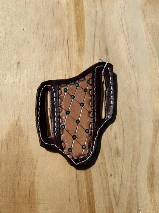 Turquoise dots small knife sheath
