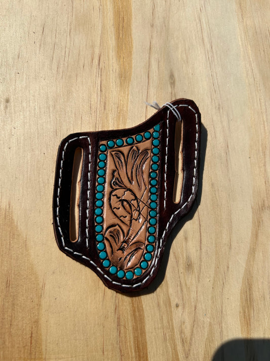 Turquoise tooling small knife sheath