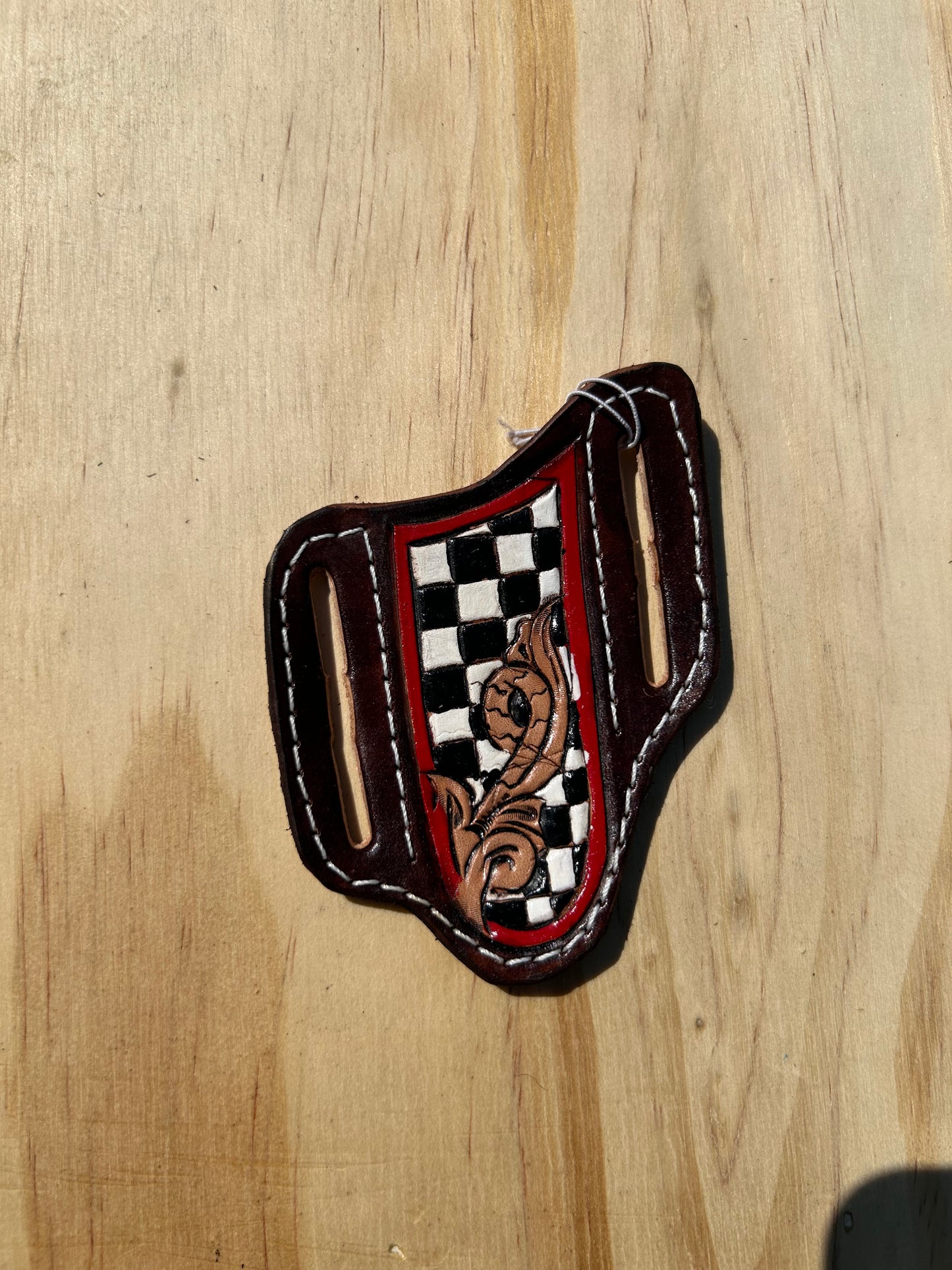 Checkered Red small knife sheath